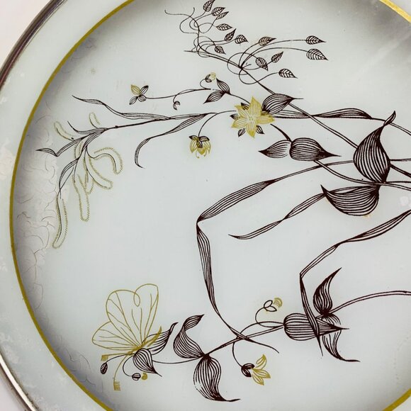 MCM West German Serving Tray Cake Plate Floral Design 11" Silver Handles VTG - Picture 8 of 12